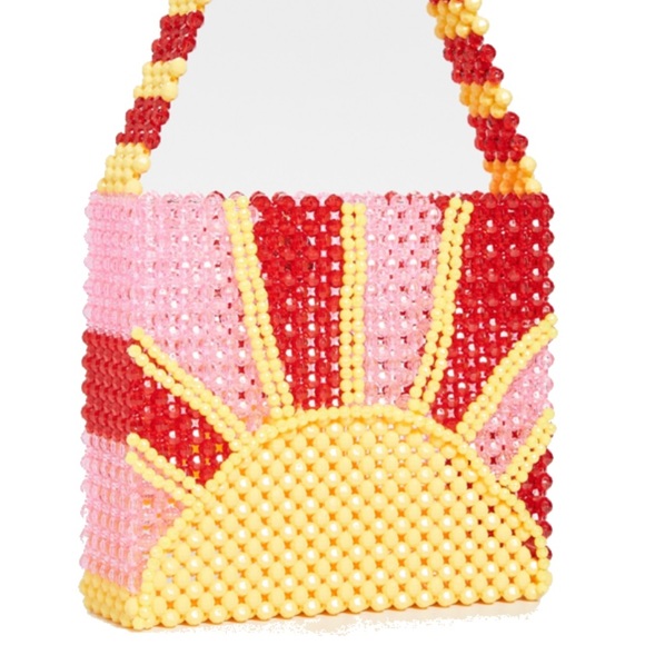 Susan Alexandra Handbags - Susan Alexandra 70s 60s sunburst red yellow pink shoulder bag beaded